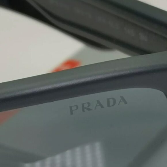 Prada Mens Grey Sunglasses Square Mirror Red Stripe - Picture 4 of 6